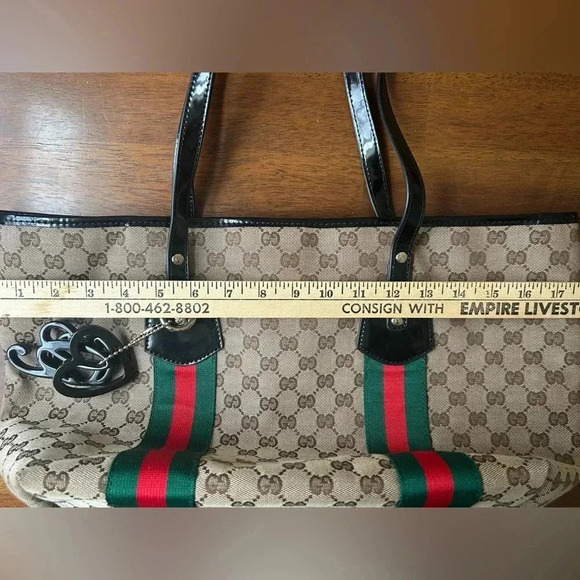 GUCCI Jolie Web Sherry Line Tote Bag GG Canvas Enamel Charms 211975 AUTH… - Picture 9 of 16